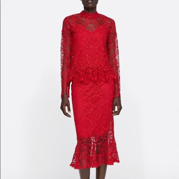 LAST NWT ZARA 2 PIECES RED TOP and SKIRT - Picture 5 of 9